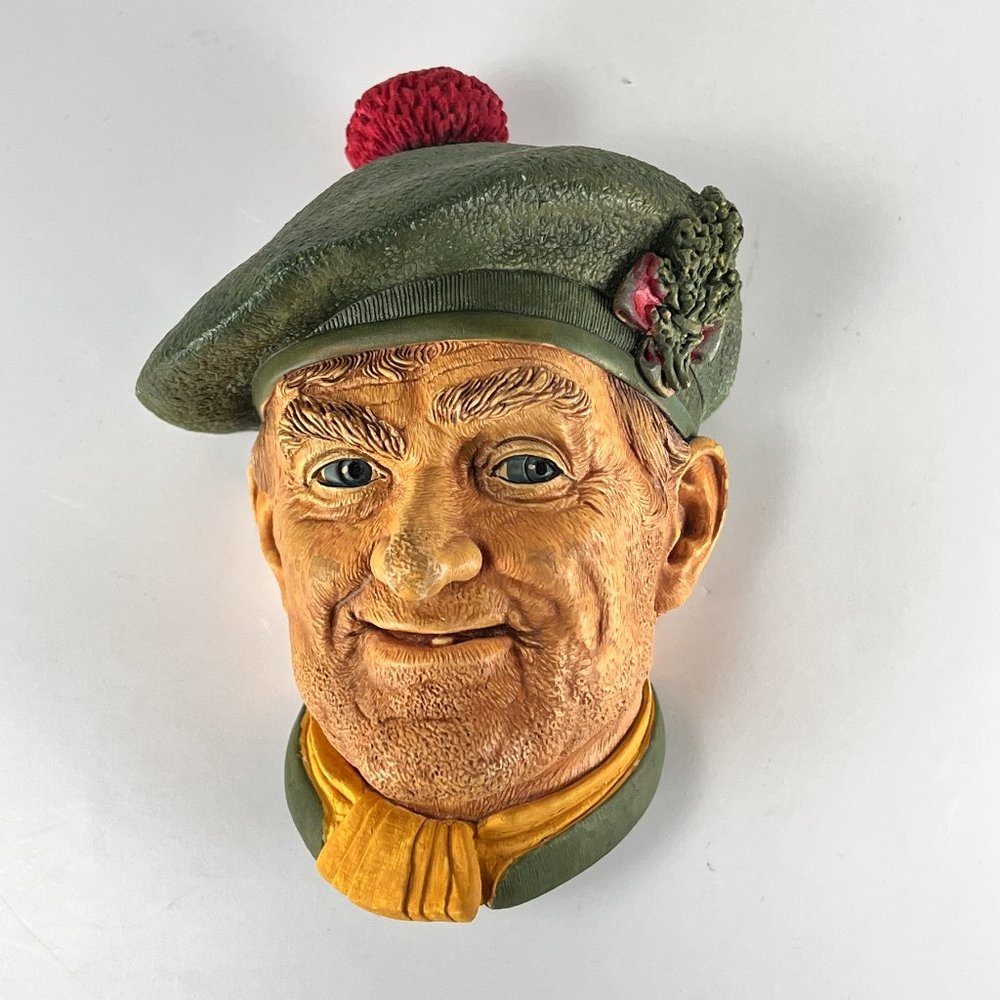 Vtg Bossons Chalkware Jock Character Head Wall Art England 1969